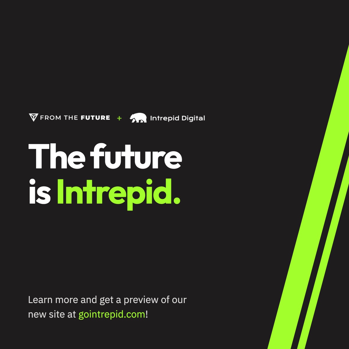 The future is Intrepid. From The Future + Intrepid Digital. Learn more and get a preview of our new site at gointrepid.com